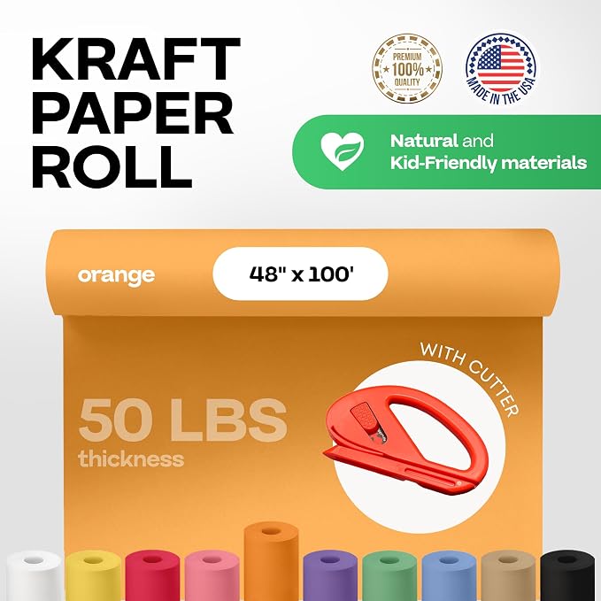 Orange Kraft Paper Roll 48" x 1200" - Image 2