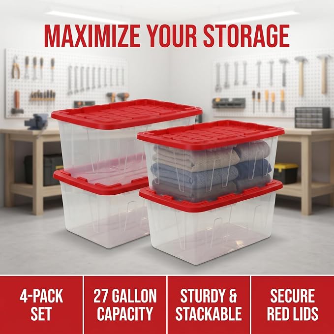 Pack of 4 Clear Storage Bins - Image 7