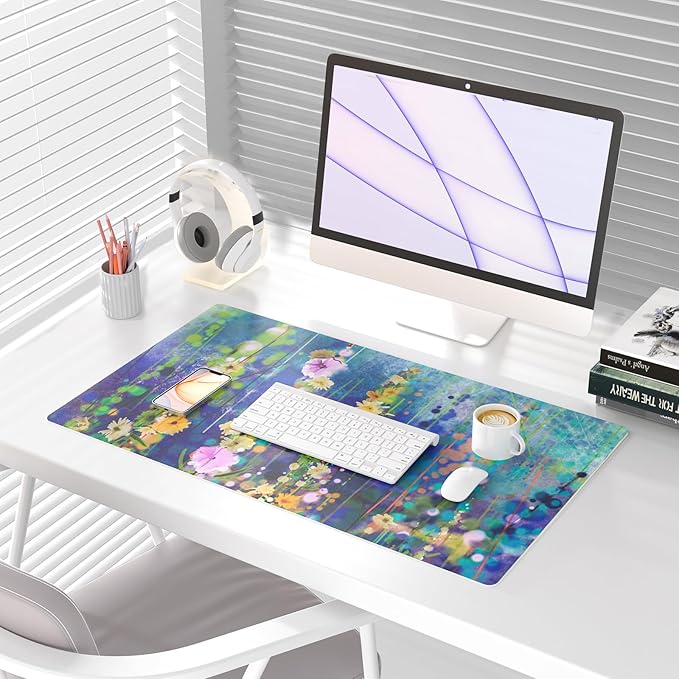 QiyI Large Desk Pad, Waterproof PU Leather Mouse Pad - Image 2