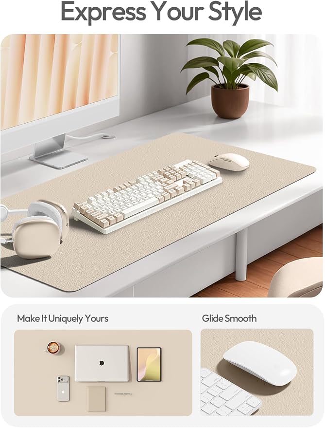 YSAGi Leather Desk Pad Protector, Office Desk Mat, Large Mouse Pad, Non-Slip PU - Image 2