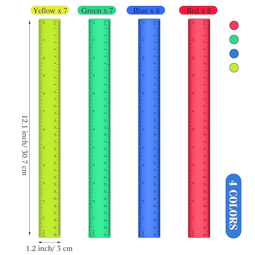 Zonon 30 Pcs Wooden Rulers Bulk 12 Inch Ruler - Image 2