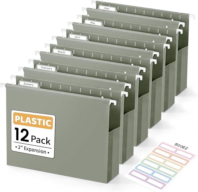 Sooez Extra Capacity Plastic Hanging File Folders, File Organizer by Sooez