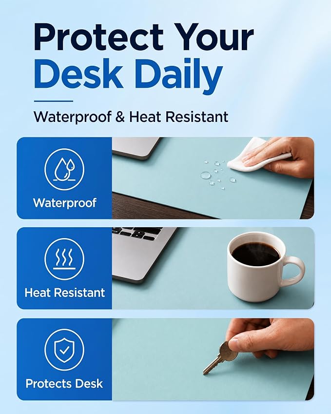 Aothia Double-Sided Desk Pad – 37.8"x17" Leather Desk Mat - Image 5