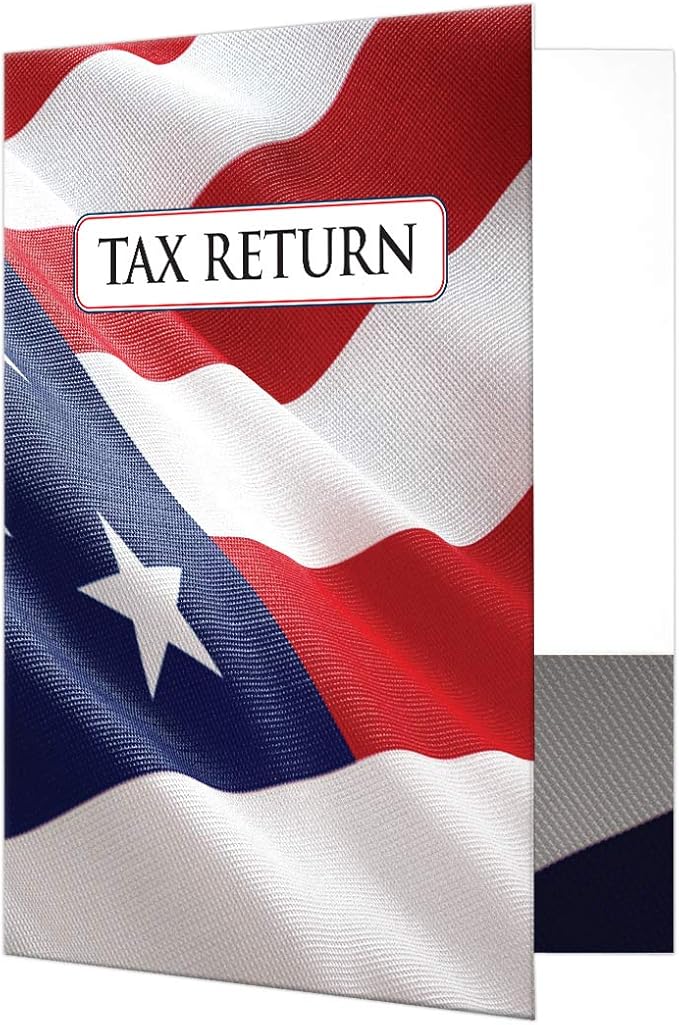 LUXPaper 9" x 12" Tax Return Folders | Two Pocket | Patriotic American Flag | by LUXPaper