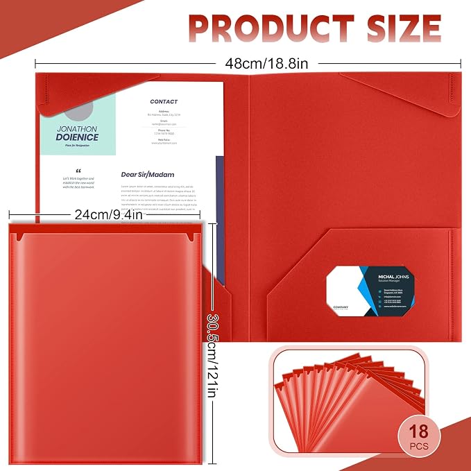 Henoyso 18 Pack Red Plastic Folders - Image 2