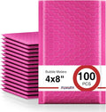 Fuxury Bubble Mailers 4x8" 100 Pack Pink Bubble Mailers Usable Size 4x7” Small by Fuxury