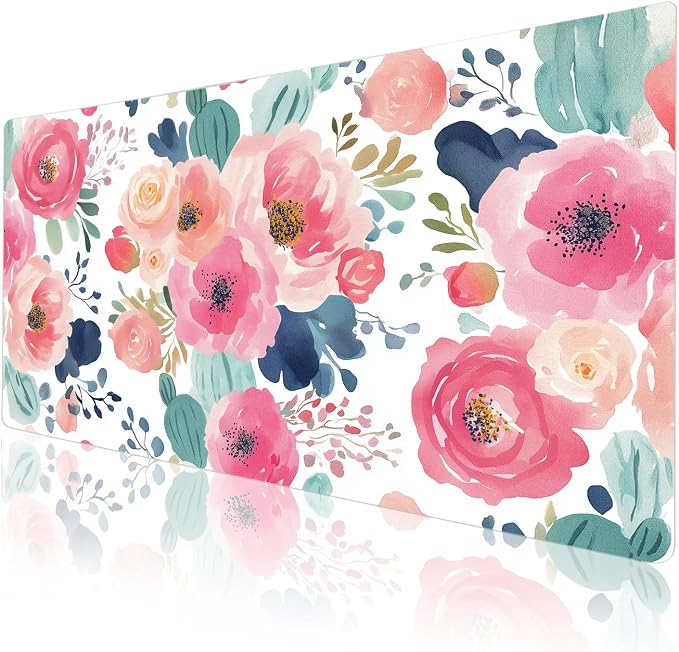 Colorful Star Large Mouse Pad, Women Girls Flowers PU Leather Waterproof Desk - Image 7