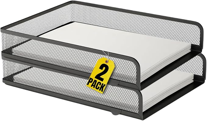 1InTheOffice Letter Trays for Desk Stackable, Front-Load Mesh Desk Tray by 1InTheOffice