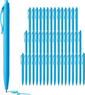 deegtran Pens Bulk, 50 Pack No Bleed Sky Blue Click Pen, Wholesale Retractable by DEEGTRANPENS
