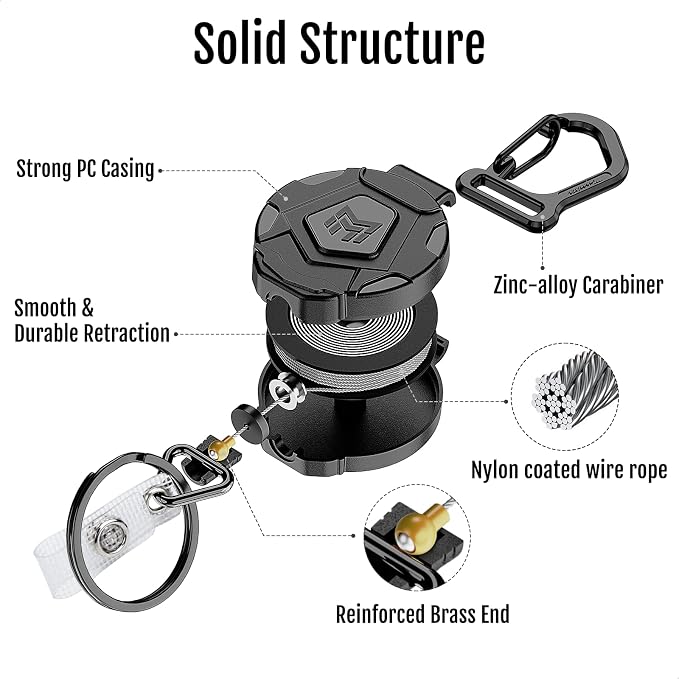 MNGARISTA 8-Pack Retractable Keychain, Heavy Duty Carabiner Badge Holder - Image 5
