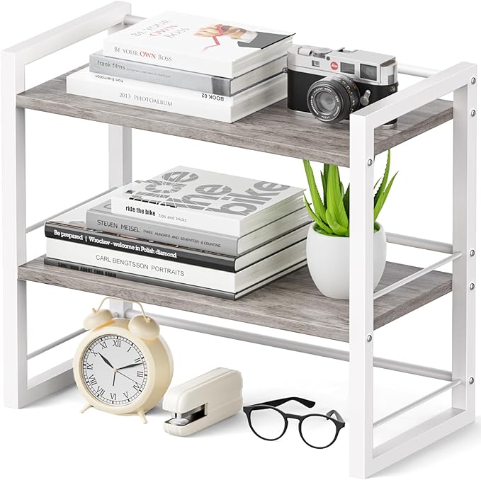 Office Desk Shelf Organizer, Wood Desktop Bookshelf Supplies Storage Rack by ART-GIFTREE