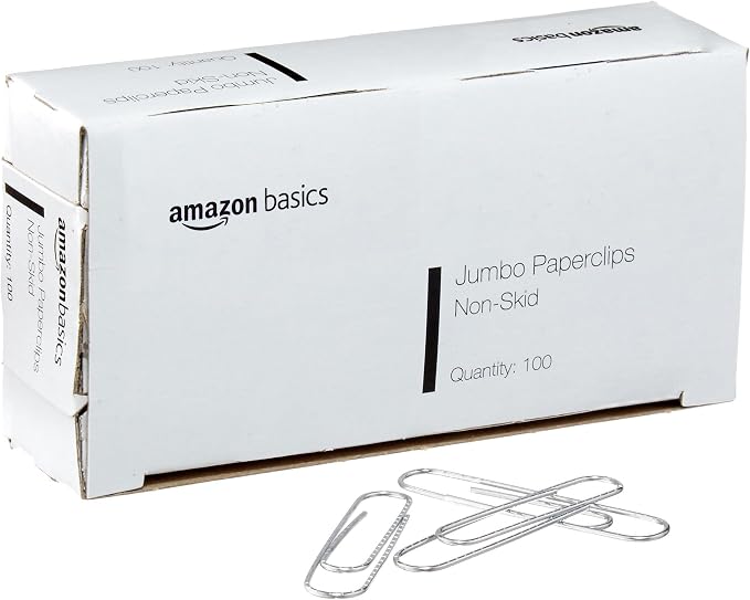 Amazon Basics Jumbo Size Office Paper Clips, 10 Packs of 100 - Image 2