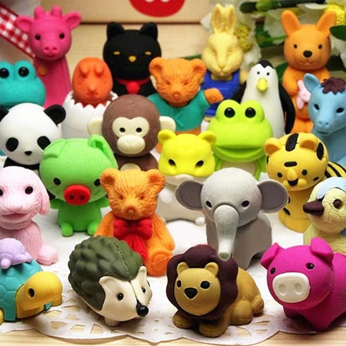 URSKYTOUS 34Pcs Animal Erasers Bulk Cute Desk Pets Kids Puzzle Erasers Take by URSKYTOUS