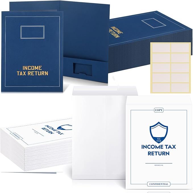 100 Pcs 9 x 12'' Income Tax Return Folders, 50 Blue Income Tax Return Folders by Unknown