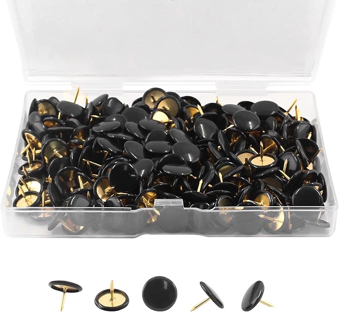 Piutouyar 300Pcs Black Decorative Flat Push Pin, Plastic Roundness Head by Piutouyar