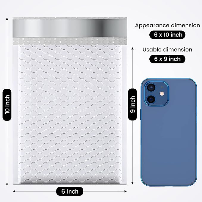 Fuxury 300 Pack White Bubble Mailers 6x10 Inch, Small Bubble Shipping - Image 2