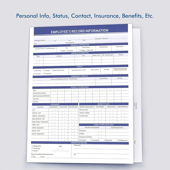 Employee Record Folders, Large Capacity and Durable Employee Info Record - Image 2