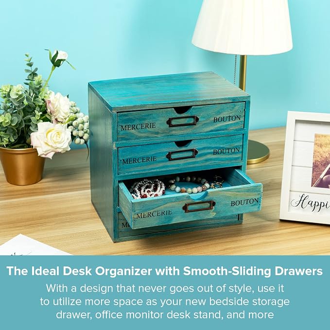 Turquoise 4-Tier Drawer Unit - Image 4