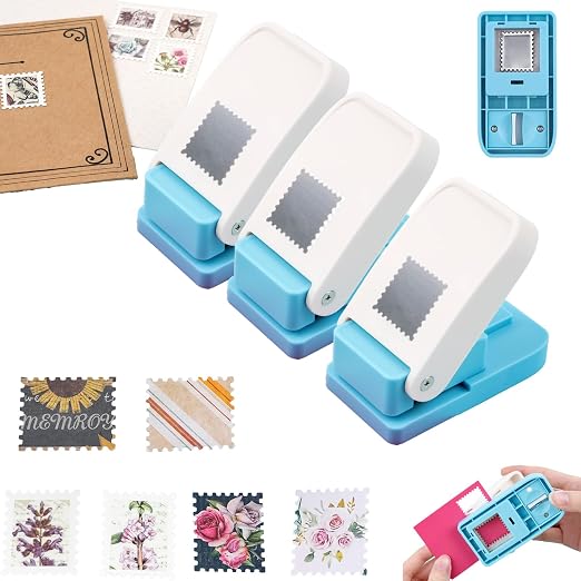 BAOFALI 3Pcs Stamp Puncher, Stamp Punch 1X0.8inch Rectangular Postage Stamp by BAOFALI