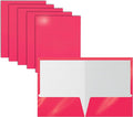 Better Office Products 2 Pocket Glossy Laminated HOT Pink Paper Folders by BetterOfficeProducts