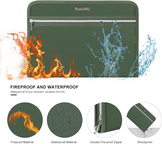 Fireproof Safe Accordion File Organizer Bag Folder, Waterproof Expanding Filing - Image 2