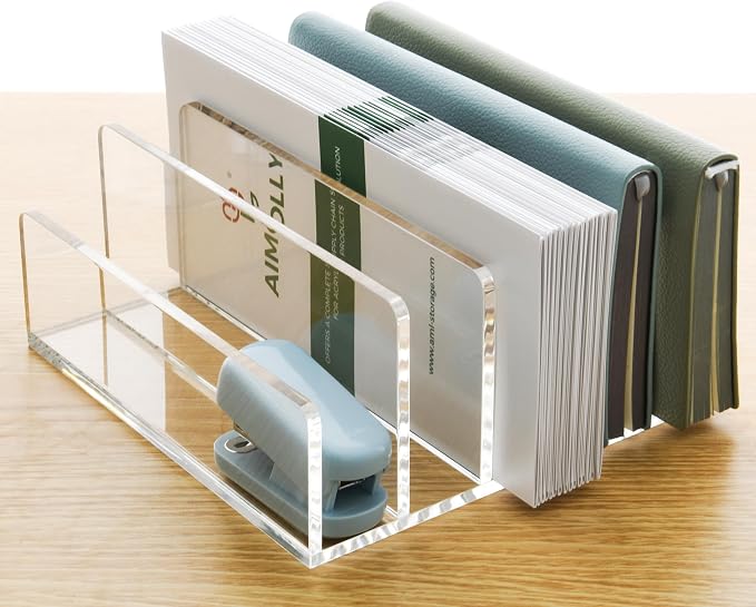 5 Compartments Clear Acrylic Mail Holder – Vertical Letter Sorter & - Image 7