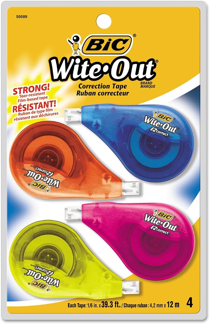 BIC WOTAPP418 Wite-Out EZ Correct Correction Tape, Non-Refillable, 1/6-Inch x by BIC
