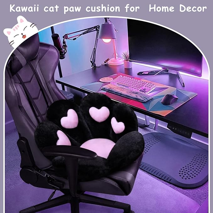 DOBUONO Cat Paw Cushion Kawaii Office Chair Cushion Comfy Plush Gaming Chair - Image 6