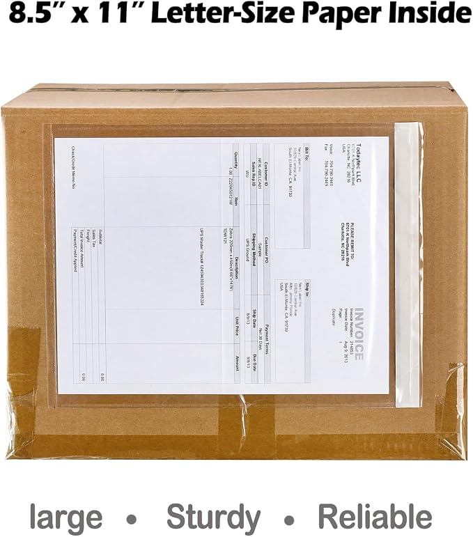 2.5 Mil Premium Clear 9.5'' x 12'' Packing List Envelopes, Adhesive Shipping - Image 2