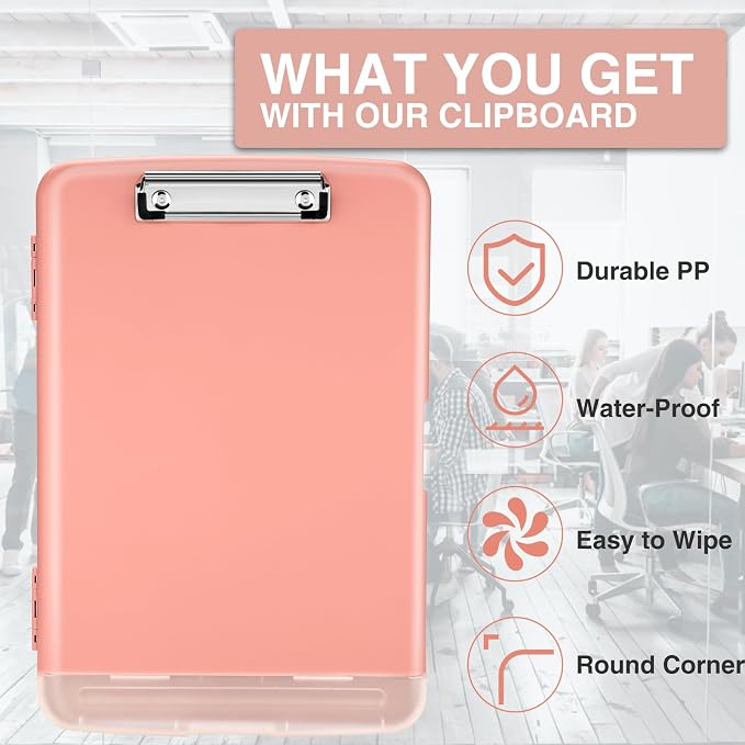 Sooez Clipboard with Storage, Clip Board 8.5 x 11 with Pen Holder, Plastic - Image 4