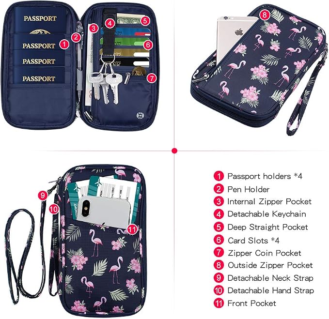 RFID Passport Wallet with Vaccine Card Slot, Family Travel Passport Holder - Image 3