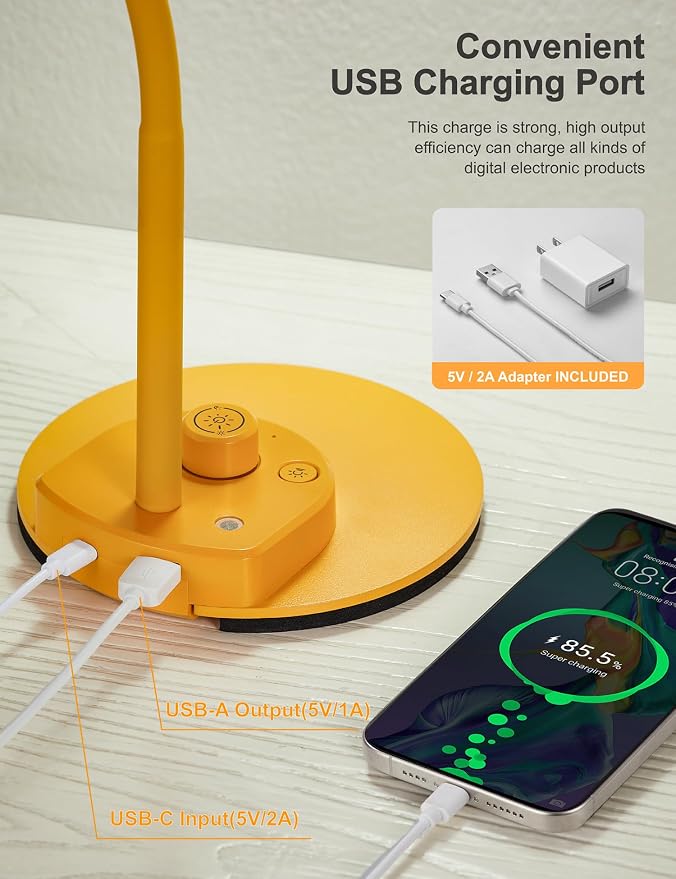 BOHON LED Desk Lamp with USB Charging Port 3 Color Modes Fully Dim, Auto - Image 4