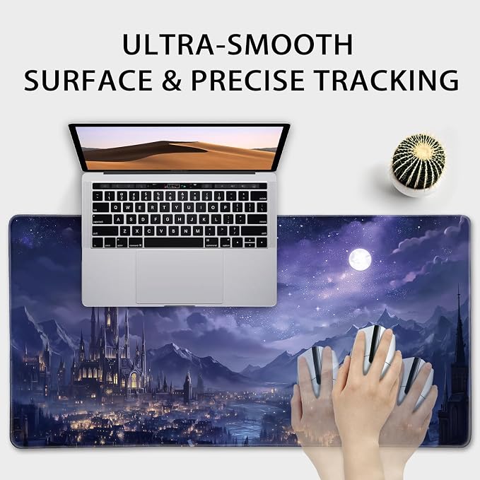 Fantasy Castle Night Scene Large Gaming Mouse Pad 31.5"x15.7"｜XXL Desk Mat - Image 5
