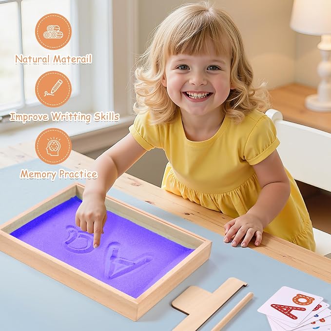 Montessori Sand Tray for Kids, Writing Play Sand Tray - Image 2