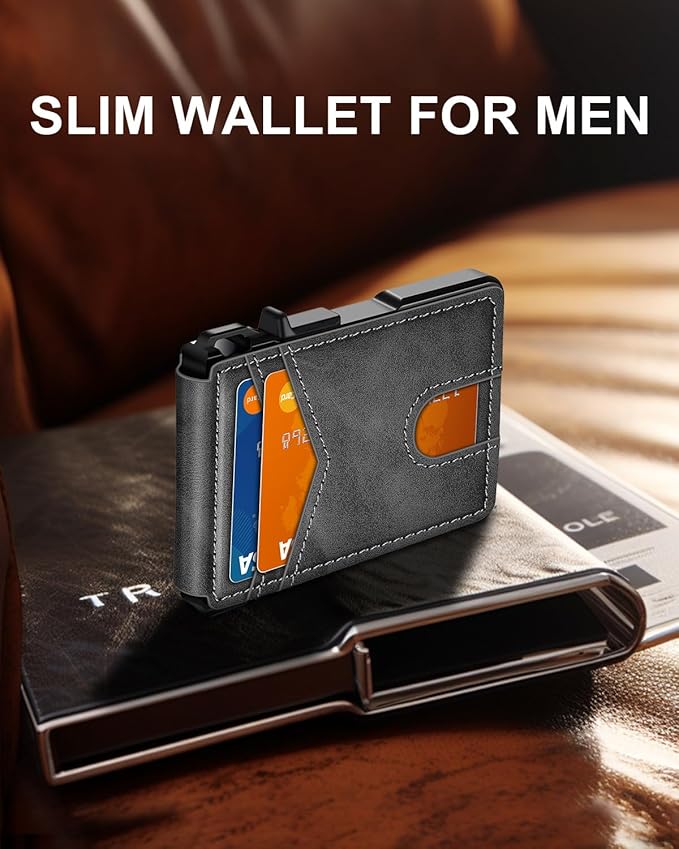 ZALVEX Wallet for Men, Mens Minimalist Wallet 9-13 Cards, Slim Compact Wallet - Image 2