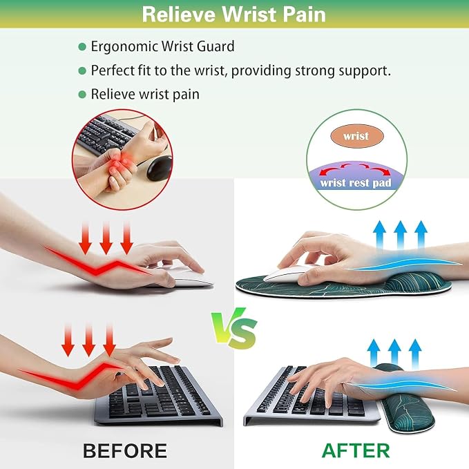 Mouse Pad with Wrist Rest Set, 3-in-1 Wrist Support Mousepad Set, Gaming Mat - Image 4