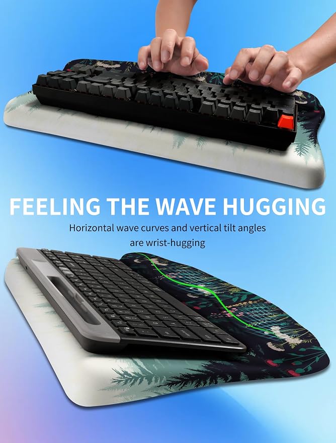 Ergonomic Wave Wrist Rest with Keyboard Stand, Cushioned Palm Rest, Comfortable - Image 3