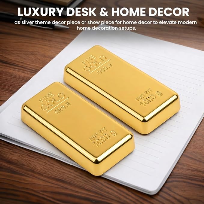 ZAHEPA Gold Bar Paperweight Pack of 2, Realistic Fake Gold Bars Desk Decor | - Image 4