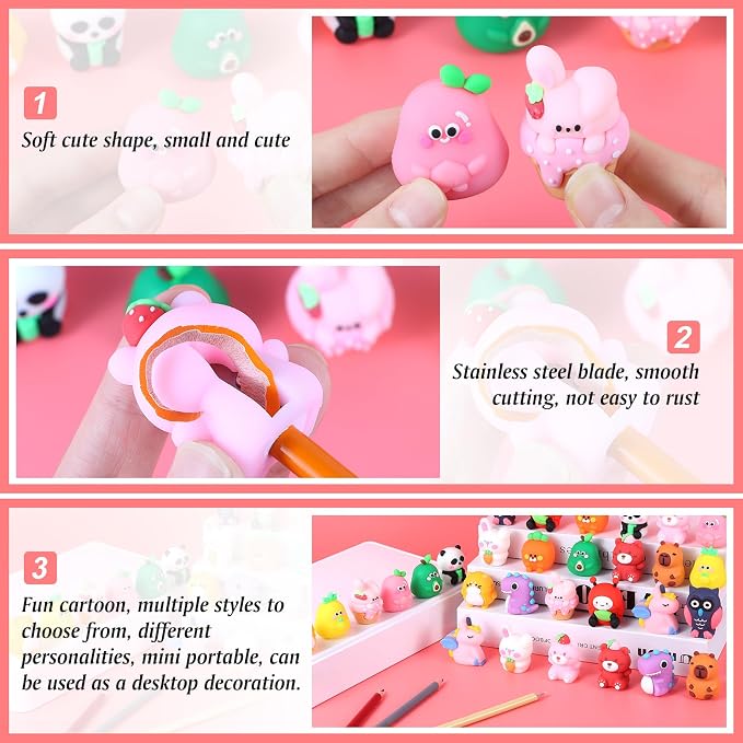 30 PCS Cute Pencil Sharpener for Kids Handheld Pencil Sharpener Bulk Kawaii - Image 3