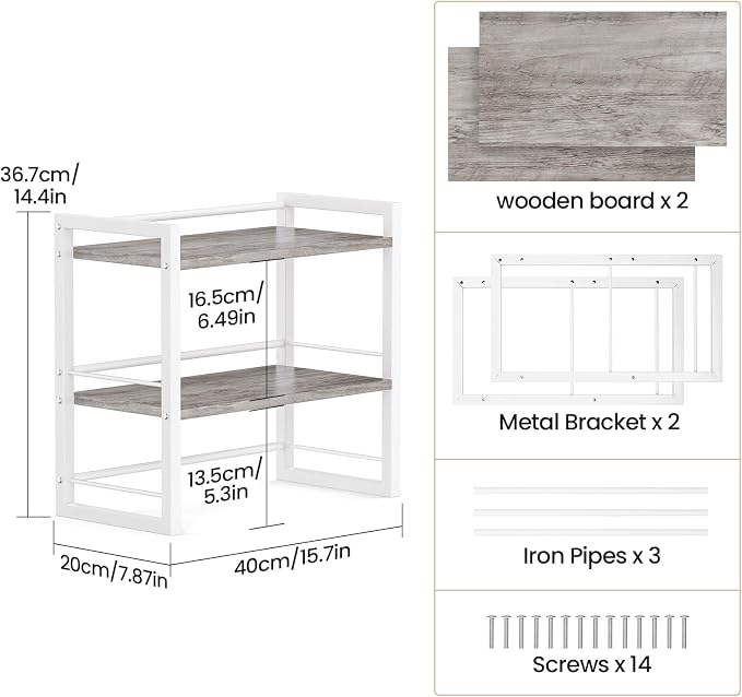 Office Desk Shelf Organizer, Wood Desktop Bookshelf Supplies Storage Rack - Image 3