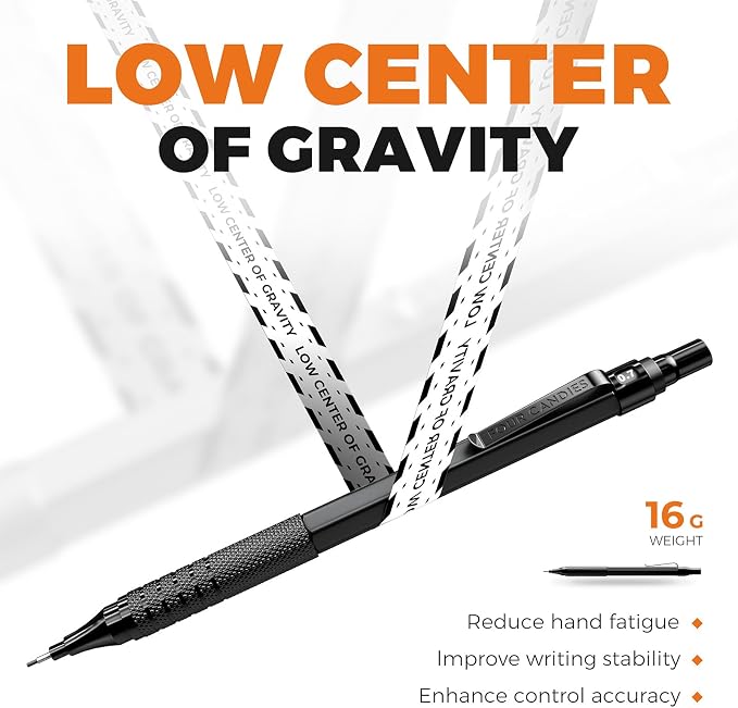 Four Candies 4PCS Metal Drafting Mechanical Pencil Set, 0.5mm & 0.7mm Point | - Image 5