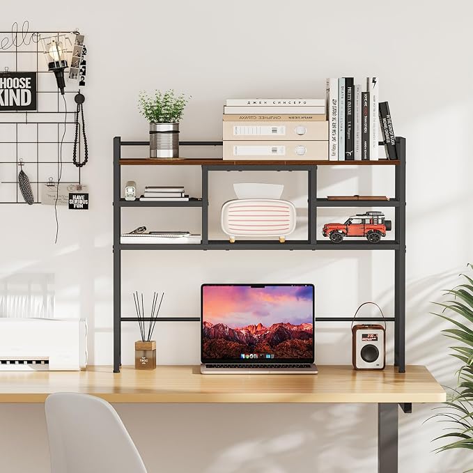 Snughome Desk Shelf, 38.6" Desktop Bookshelf, Desk Hutch Dorm, Countertop - Image 4