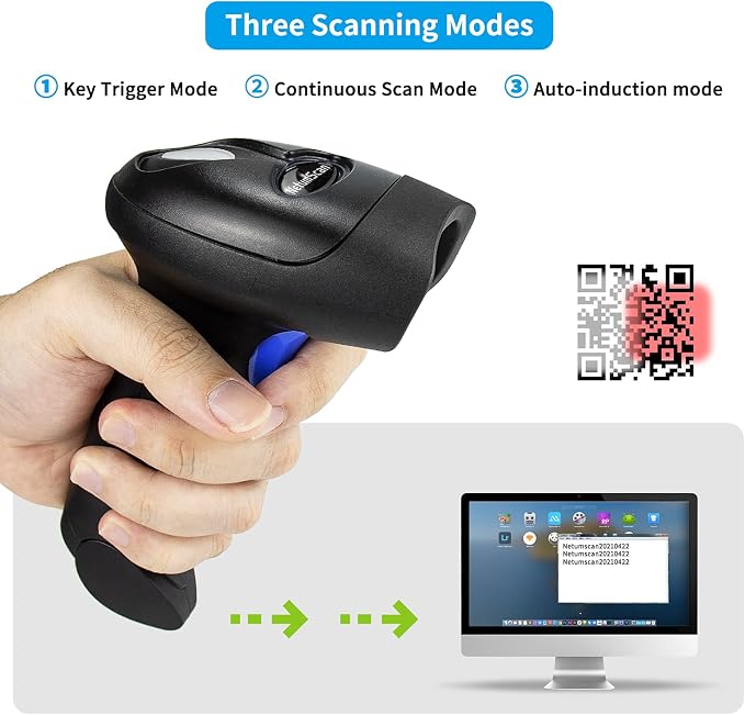 Handheld USB QR Barcode Scanner, NetumScan Wired Automatic 1D 2D Image Bar Code - Image 2