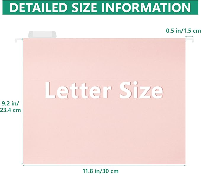 pmybupo Hanging File Folders, 25 Pack Pink Folders, Reinforced Hang Folders - Image 2