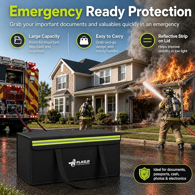 FLASLD Large Fireproof Document Bags, Fireproof Folder Safe Box - Image 2