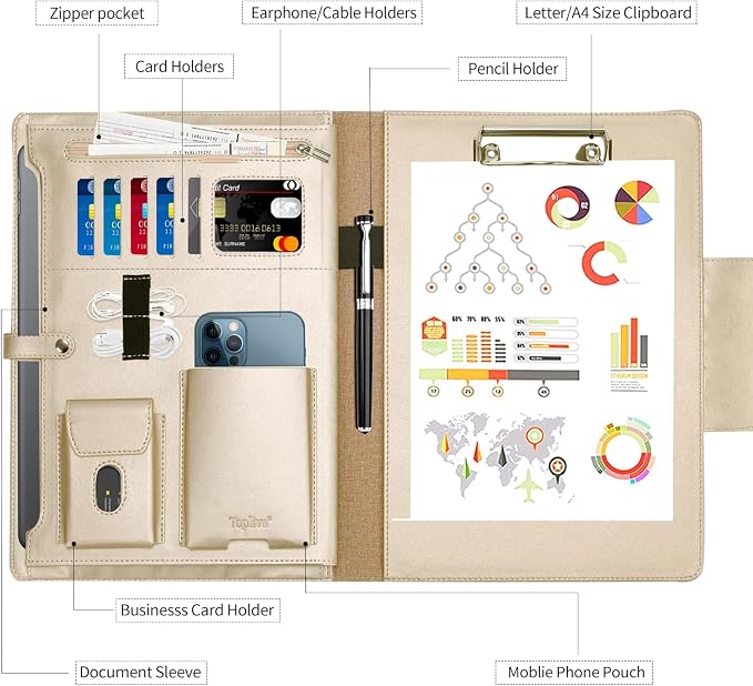 Toplive Padfolio Portfolio Case, Conference Folder Executive Business Padfolio - Image 3