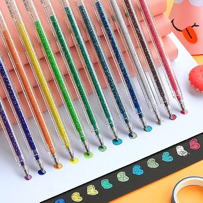 Grabie Capped Glitter Gel Pens, 12 Colors Metallic Sparkle Gel Ink Pens - Image 6