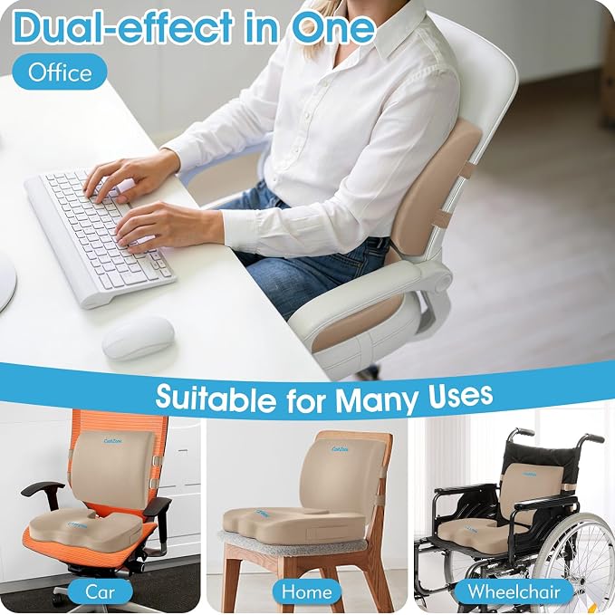 CushZone Ergonomic Seat Cushion & Lumbar Support Pillow - Image 7