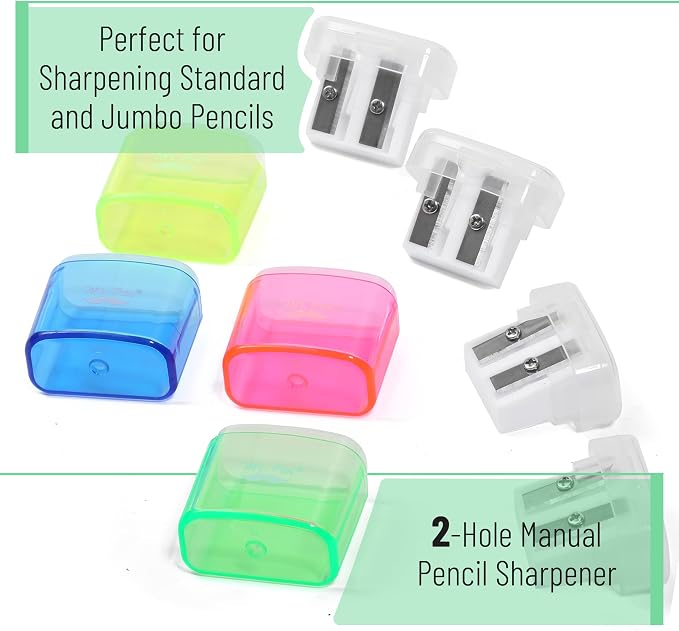 Mr. Pen- Pencil Sharpeners Manual, 24 Pack, Dual Hole, Colorful | Bulk Handheld - Image 3