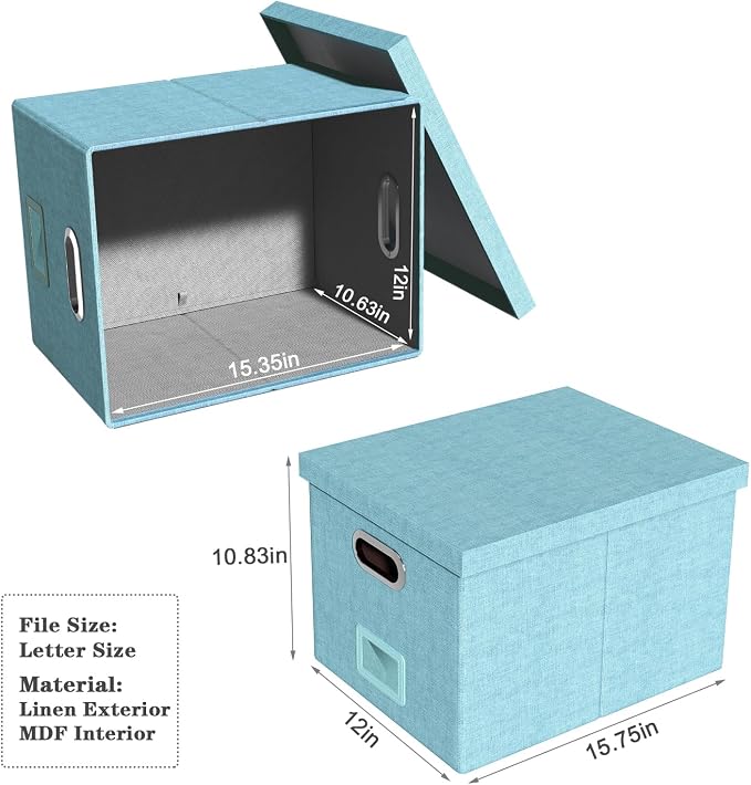 Oterri 2 Pack File Storage Organizer Box, Filing Box, Portable File Box - Image 5